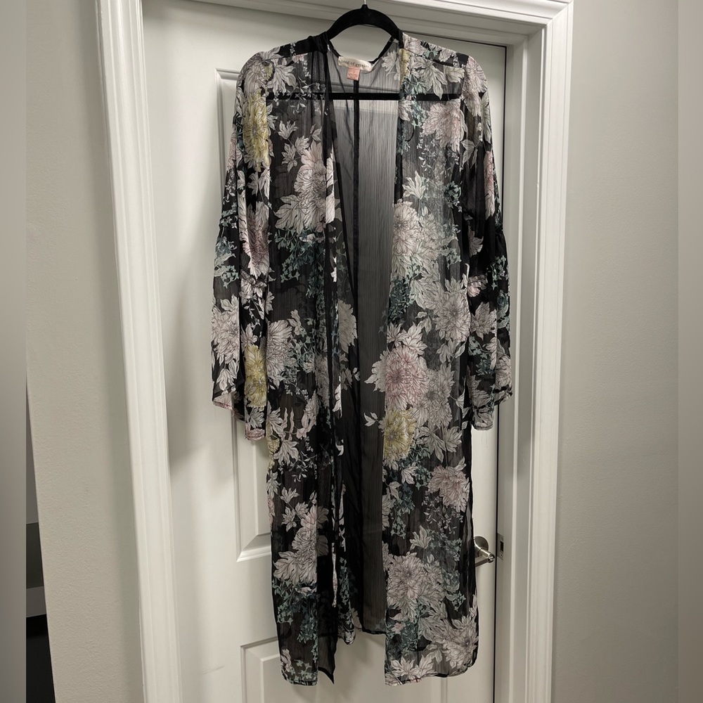 Floral kimono duster